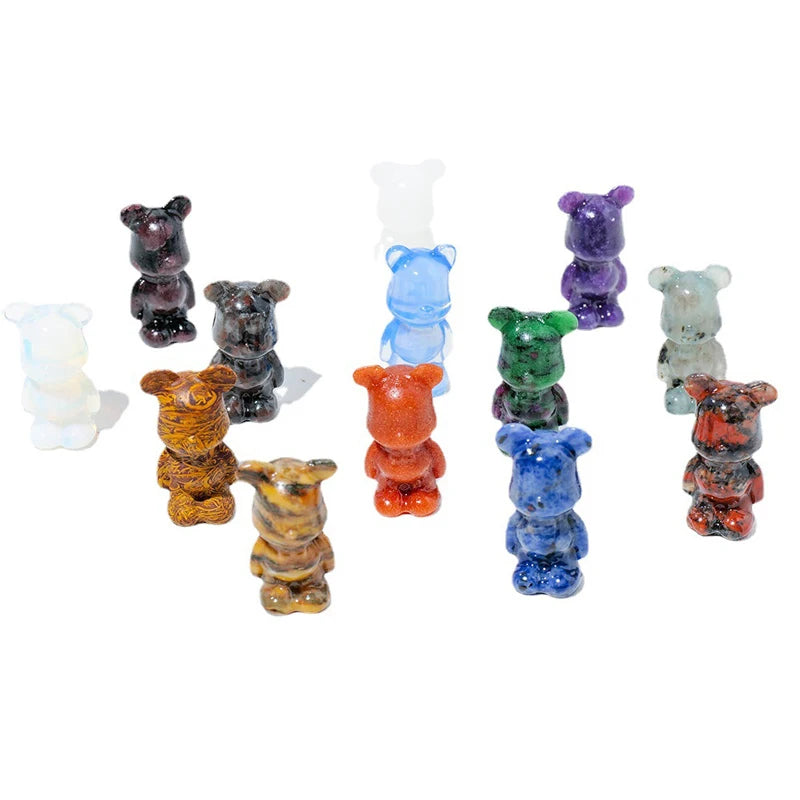 Wholesale Polished Crystal Cartoon Animal Carvings Natural Hand Carved Crystal gloomy Bear