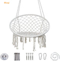 WOQI Supplier LOW MOQ Hammock Chair Hanging Knitted Mesh Cotton Rope Macrame Swing with Hanging Kit and Chain