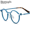 Borregls Pure Titanium Glasses Frame Men New Designer Retro Vintage Round Optical Eyeglasses Women Lightweight Eyewear 185696