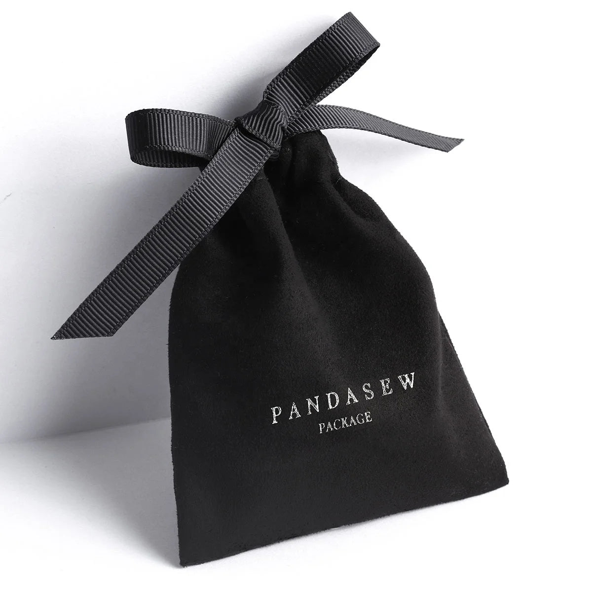 PandaSew Custom Logo Print Necklace Bracelet Gift Drawstring Bag Suede Jewelry Pouch