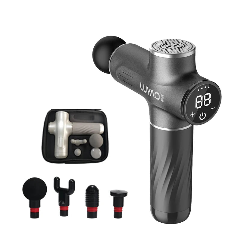 Deep Tissue Massage Gun LUYAO Percussion Massager LCD Display Type-C Rechargeable Multi Heads