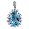 925 Sterling Silver Natural Sky Blue Topaz Pendant for Women Unique Rhodium Plated Anniversary Gift Type Charm Pendants