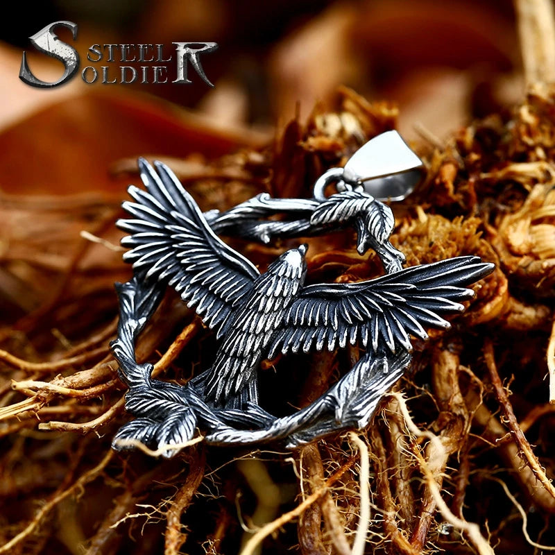 2022  European Hot Sale SS8-1009P Steel Soldier Eagle Necklace Silver Animal Pendant Stainless Fashion Pendants Charms
