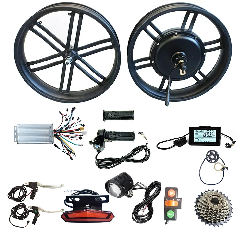 20 20x4.0 20x4 Inch Gearless 48V 60V 72V 1000W 1500W Fat Tire Rear Wheel Hub Motor Electric Bicycle E Bike Conversion Kit