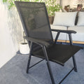 Luxury Foldable Steel Portable Furniture Set for Small Spaces-Modern Outdoor Dining Chairs and Coffee Table Set for Pool and Bar