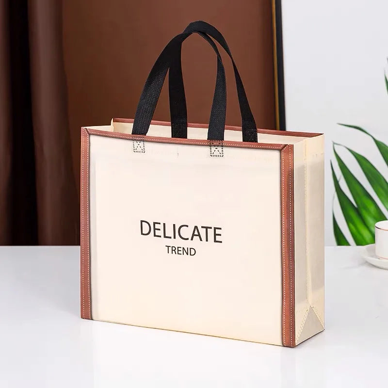 Non Woven Grocery Bag With Custom Printing logo Non Woven Fabric Shopping Bag With Handle Tote Packing Bag