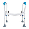 MSMT Contemporary Adjustable Height Steel White Bathroom Toilet Safety Rails Commode Frame Elderly Disabled 300lbs Capacity ISO
