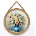 Vintage Blue Floral Botanical Wall Art Retro Mid Century Modern Design Neutral Paper Frame Artwork Prints for Home Decor
