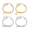Kids Bracelet Stainless Steel Gold Plated Heart Crown Star Butterfly Charm Pendant Figaro Chain Bracelet