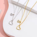 Double Heart Charm Fine Women Jewelry Zircon 14K Gold 925 Sterling Silver Love Necklace