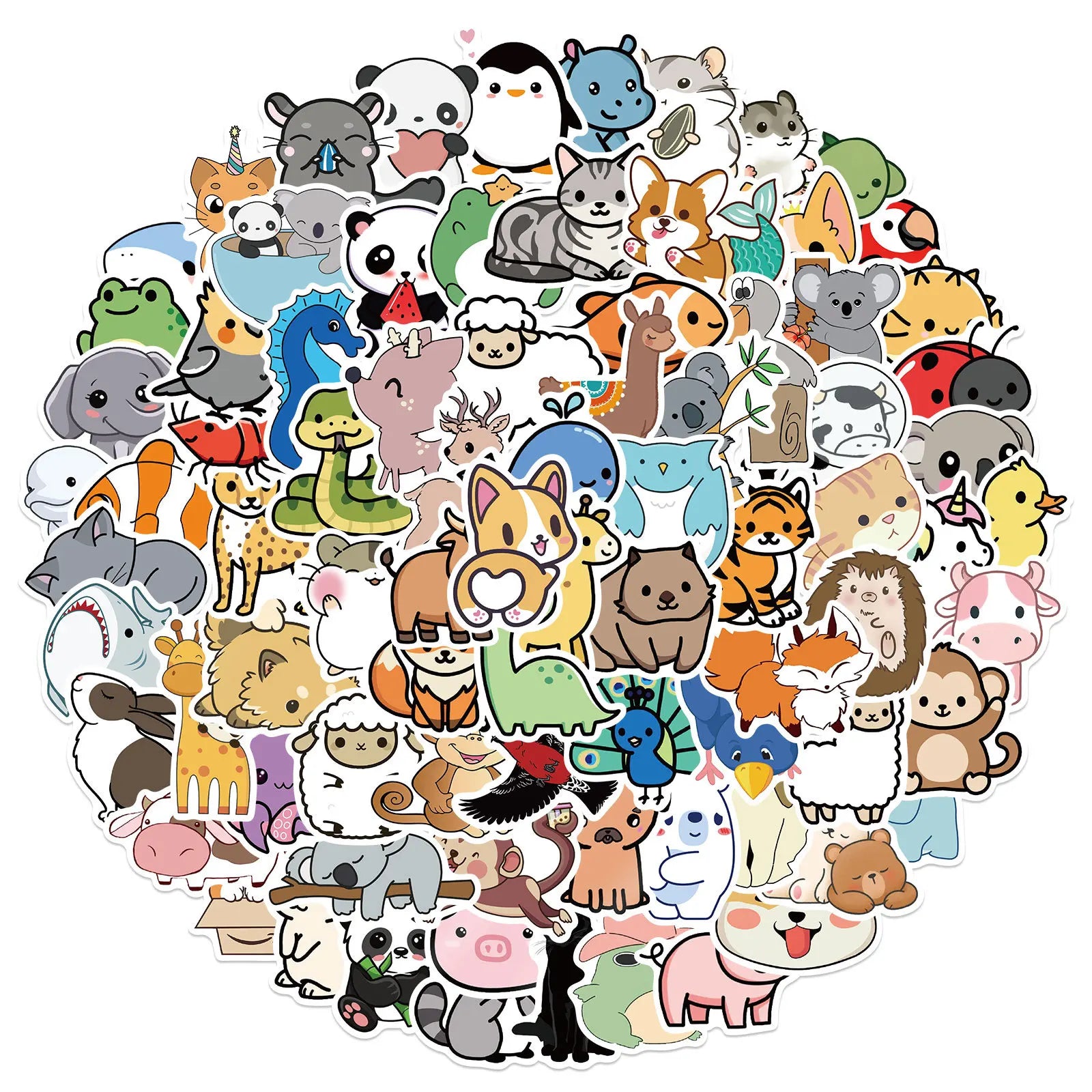 100Pcs Children Liked Cartoon Animal Set Graffiti Stickers Decorative Label for Luggage Laptop Notebook PVC Waterproof Sticker