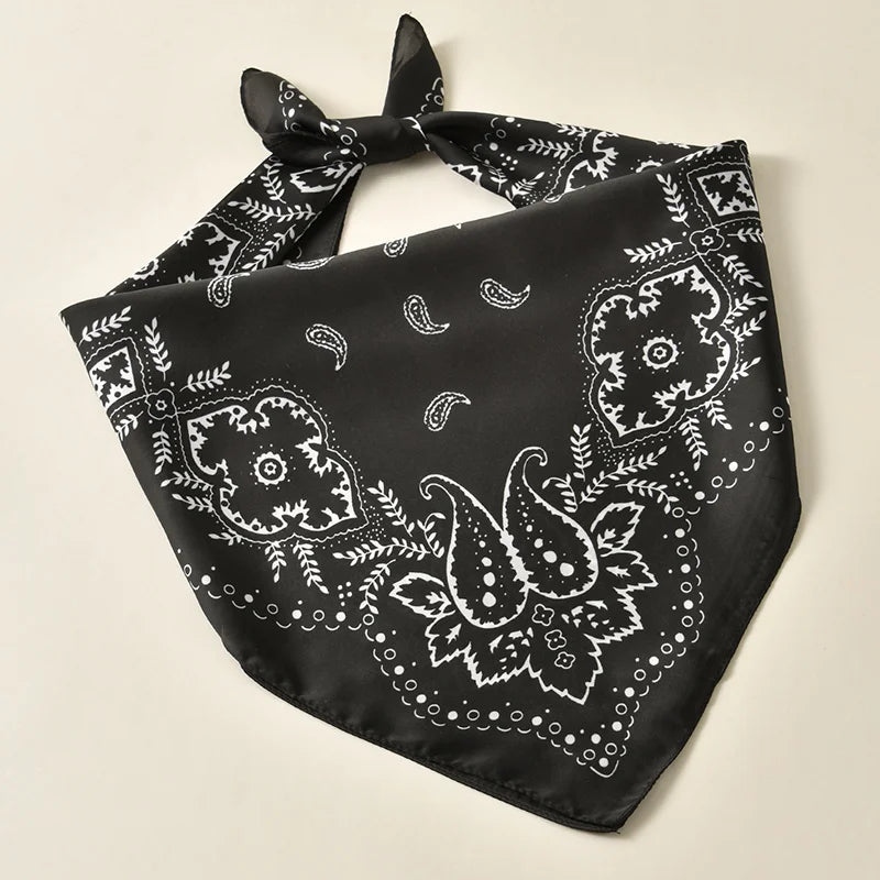 Summer Hijab and Scarves for Adults Printed Women's Polyester Square Hair Bandana Silk Satin Scarf