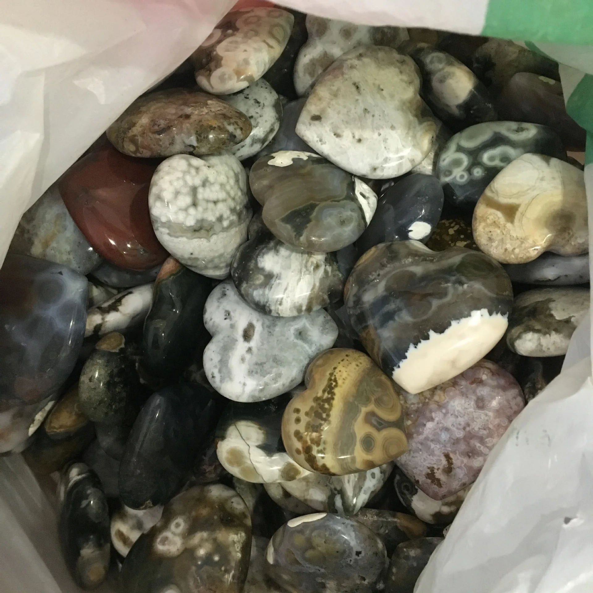 DIY Natural Gemstone Healing Crystal Ocean Jasper Engraving stone heart shape healing crystal pendant
