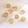 Geometric Minimalist European and American Style 18K Gold Plated Stainless Steel Wholesale Jewelry Rings Irregular Heart Shape