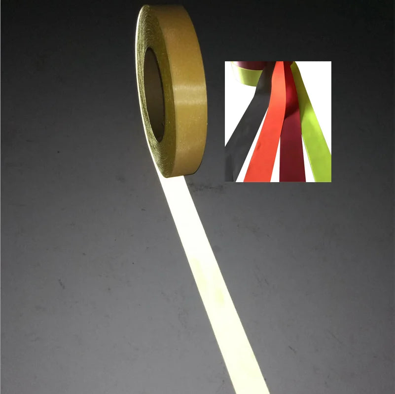 Fluorescent Yellow Color Grey TC Cotton Polyester Warning Reflective Fluo-red Orange Ribbon Fabric Sew on Stripe Clothing Tape