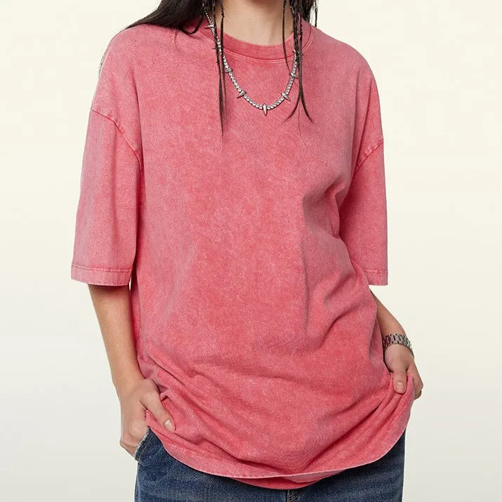 Streetwear T-shirts Heavy 100% Cotton Blank Tee Drop Shoulder Oversized Vintage Acid Wash T Shirt for Men Washed Out t Shirt