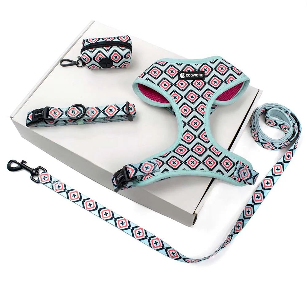 Designer Custom Dog Harness Set Designer Soft Comfortable Neoprene Puppy Harness Adjustable Pet Supplies