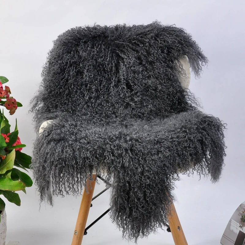 Wholesale Mongolian Lamb Fur Plate Curly Wool Throw Animal Skin Carpet Padding Grade a Quality Eco-Friendly Home Decor