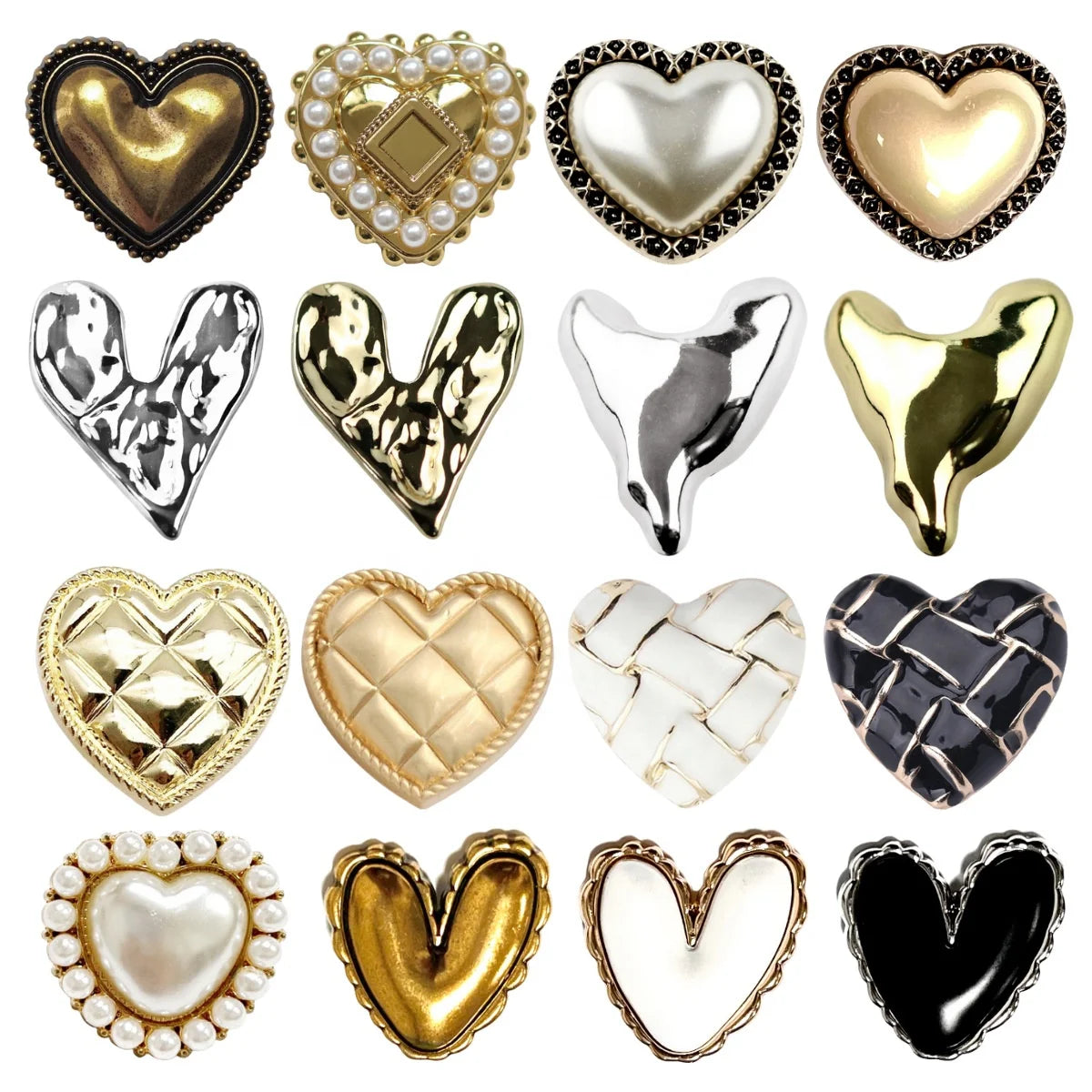 Nickel Free Lead Free Heart Shape Shaped Sewing Shank Button Metal Zinc Alloy Sew on Loop Metal Button for Clothing and Coat