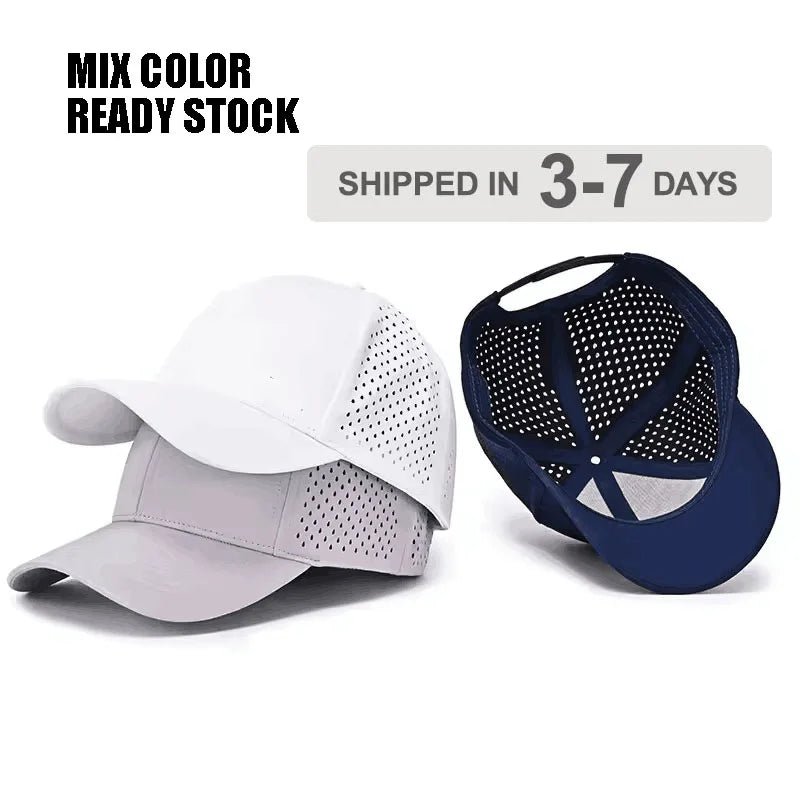 Wholesale Blank Embroidery Logo Fitted Baseball Cap Custom Sports Cap 6 Panel Laser Cut Perforated Baseball Hat Cap