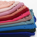 Muslim Turban Pearl Chiffon Nail Co Color Chiffon Pearl Ladies Cotton Headscarf Hijab Women Muslim