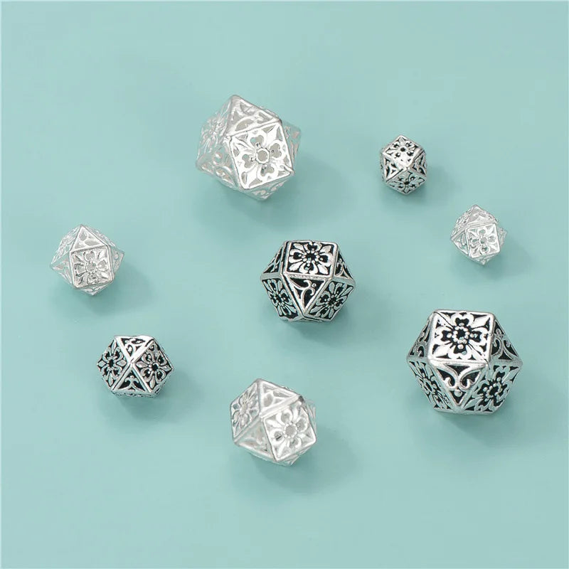 7mm -13mm Antique 925 Sterling Silver Hollow Out Polygon Beads Retro Flower Spacer Beads for Jewelry Supplies