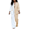 KY Colorblock Business Ladies Jackets Blazers Lapel Collar Double Breasted Boyfriend Plus Size Blazer Women Work Pants Suits