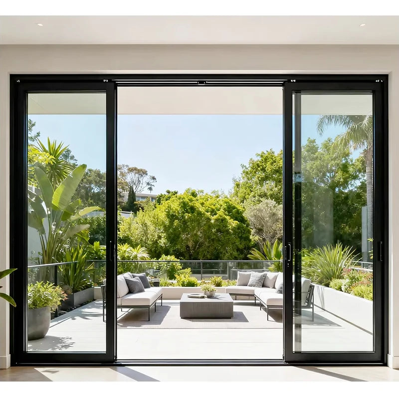 Thermal Break UV Resistant Slim Frame Aluminum Sliding Garden Door for North American Home Panoramic View Security Lock