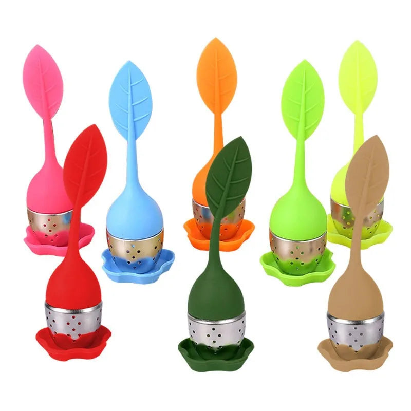 Leaf Shape Strainer Tea Bag Stainless Steel Silicone Tea Infusers Kitchen Herb Filter Utensils Accessories