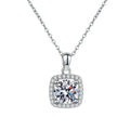 S925 Sterling Silver Simple Pendant Necklace With Moissanite Classic Style Engagement Gift Silver Plated 925 Silver