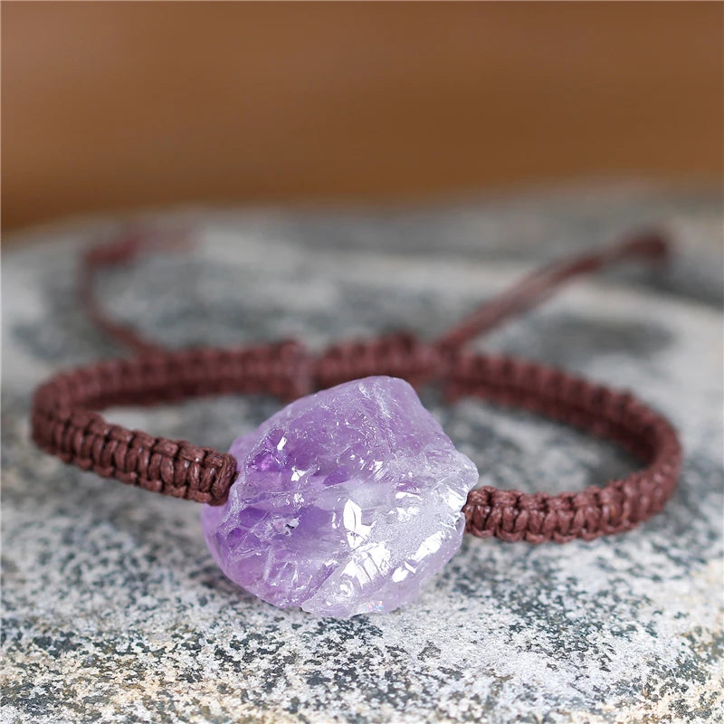 YueTong Unisex Boho Handmade Raw Natural Stone Braided Beads Bracelet Healing Gemstone Wrap Bracelet Statement Jewelry Wholesale