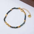 New Trendy Beaded Lapis Lazuli Crushed Real Gold Plated Brass Grain Party Bracelet