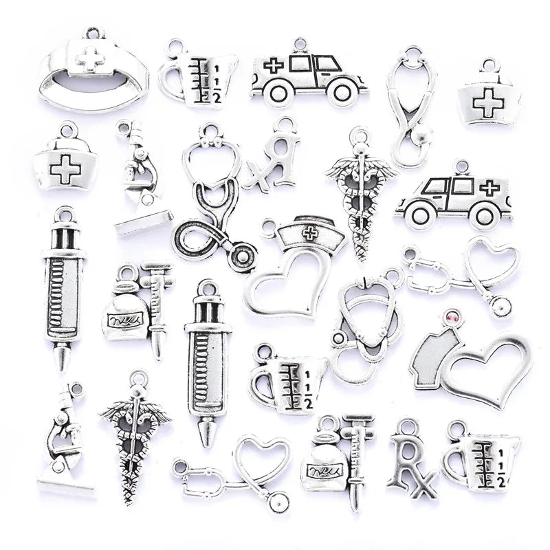 YuenZ 25pcs/set Antique Silver Color Medical Tools Charms Metal Pendants Jewelry Making Accessories U052