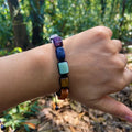 Fashion Natural 7 Chakras Gem Rectangle Stone Beads Beaded Adjustable Healing Energy Yoga Bracelet Jewelry
