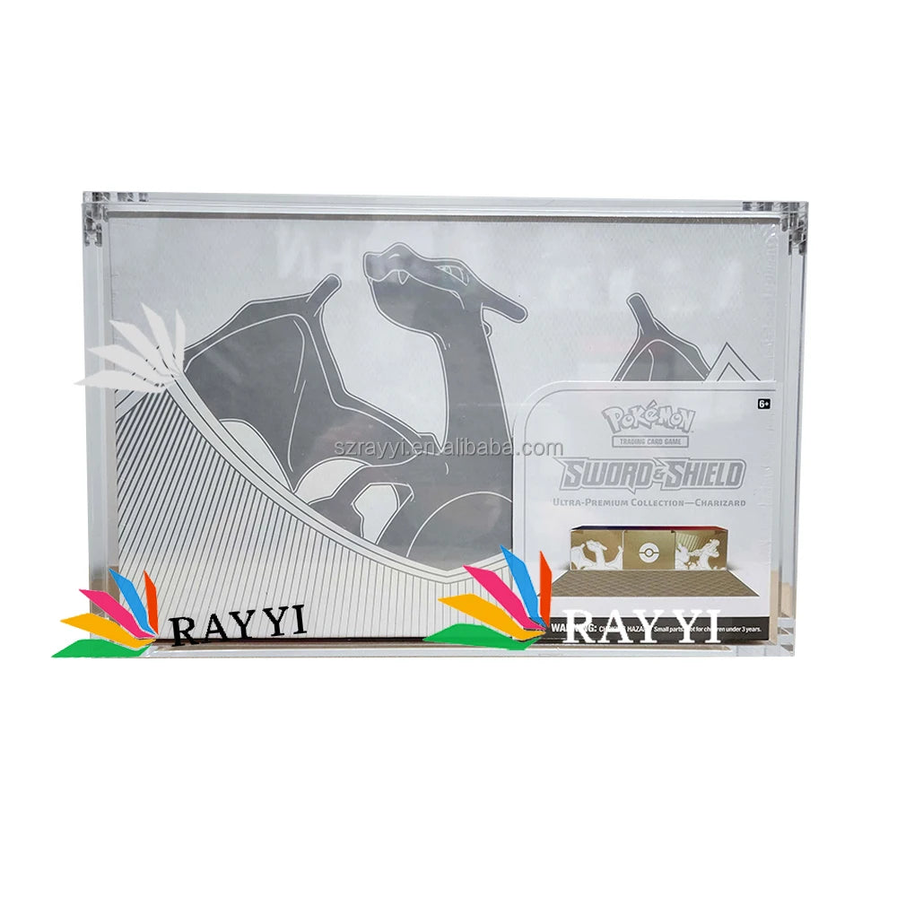 RAY YI Magnetic Pokemon Acrylic Charizard UPC Box Display Case for Charizard Ultra Premium Collection Box