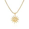 New Arrival Simple Design 18k Gold Stainless Steel Spiral Sun Pendant Necklace Round Snake Chain Jewelry for Men  Women No Fade