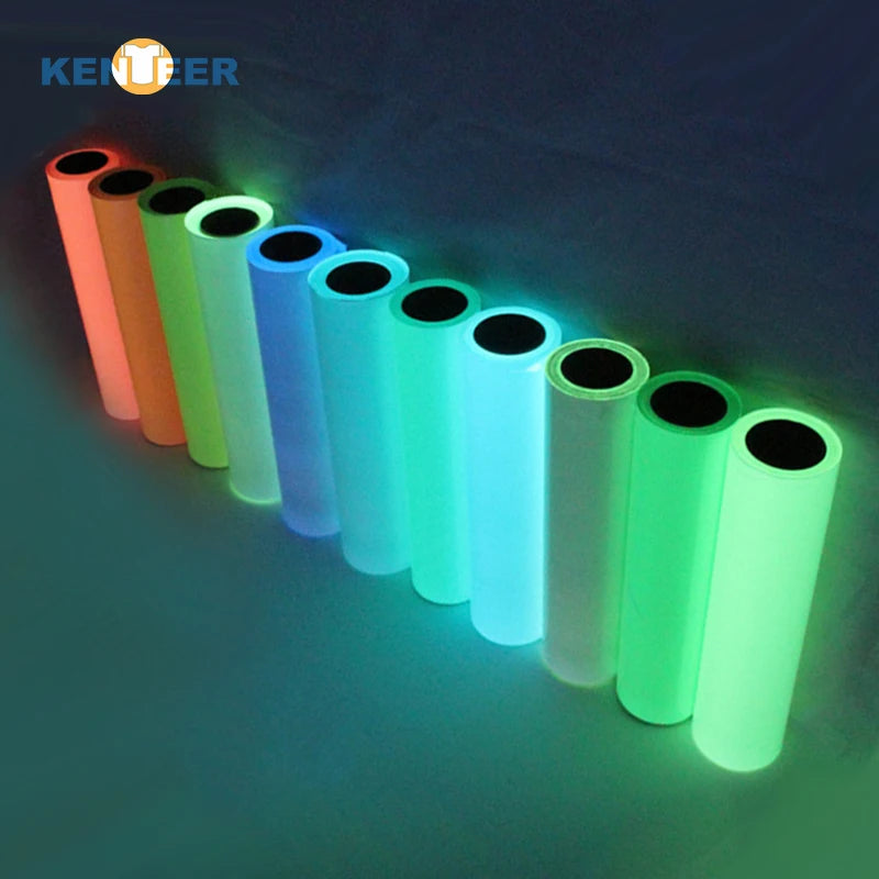 Kenteer Free Sample Vinilo Textil Luminous Glow in the Dark Heat Transfer Vinyl Htv Film for T-shirt