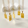 Popular Trendy Fashion Stainless Steel 18k Gold Plated Tarot Card Sun Heart Leo aquarius Eye Rectangle Pendant Necklace Jewelry