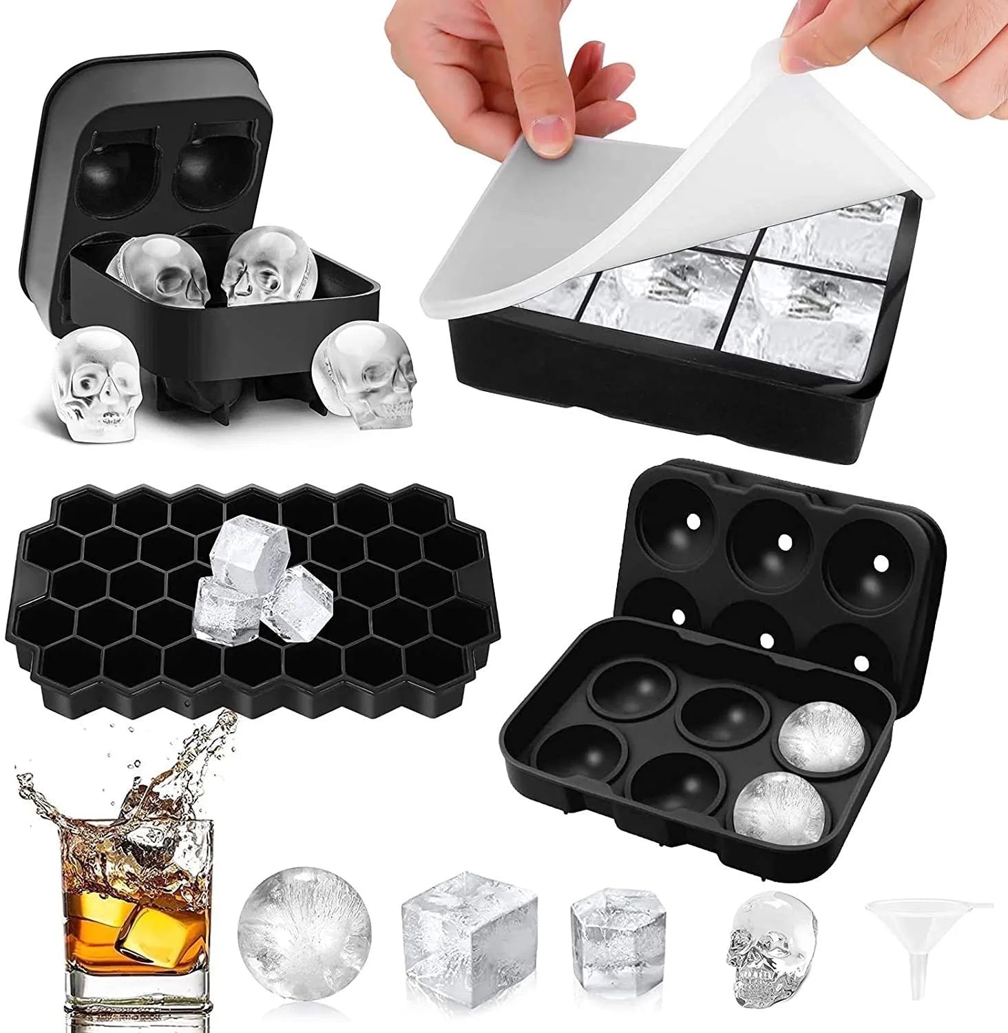 Silicone Circle Ball Ice Cube Tray Freezer-Friendly Sphere Mold for Making Round Ice Cream Cubes