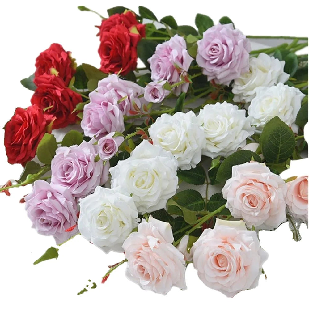 F-1071 Hot Selling Artificial Silk Rose Bouquet for Wedding Decoration