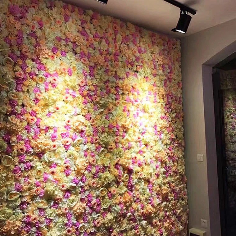 40*60cm Wedding Decorative 3d Roll up White Artificial Silk Cloth Flower Wall Panels Backdrop