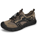 Factory Supply Custom LOGO Genuine Leather Mesh Upper Breathable Hand Made Sewing Men Cool Summer Casual Aqua Shoes