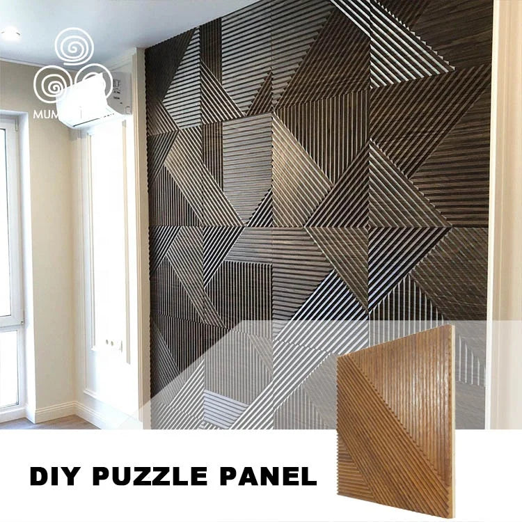 MUMU Modern Classy Unique Design Straight Groove Wood Wainscot for Bedroom Luxury Accent Wall Panel