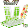 Ice Cube Trays Silicone with Removable Lid Easy-Release Flexible 14-cube Trays LFGB Certified and BPA Free Stackable