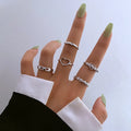 Simple  Hollow Heart Ring Set Woman Geometric Ring Love Heart Wedding Ring For Valentine Anniversary Gift