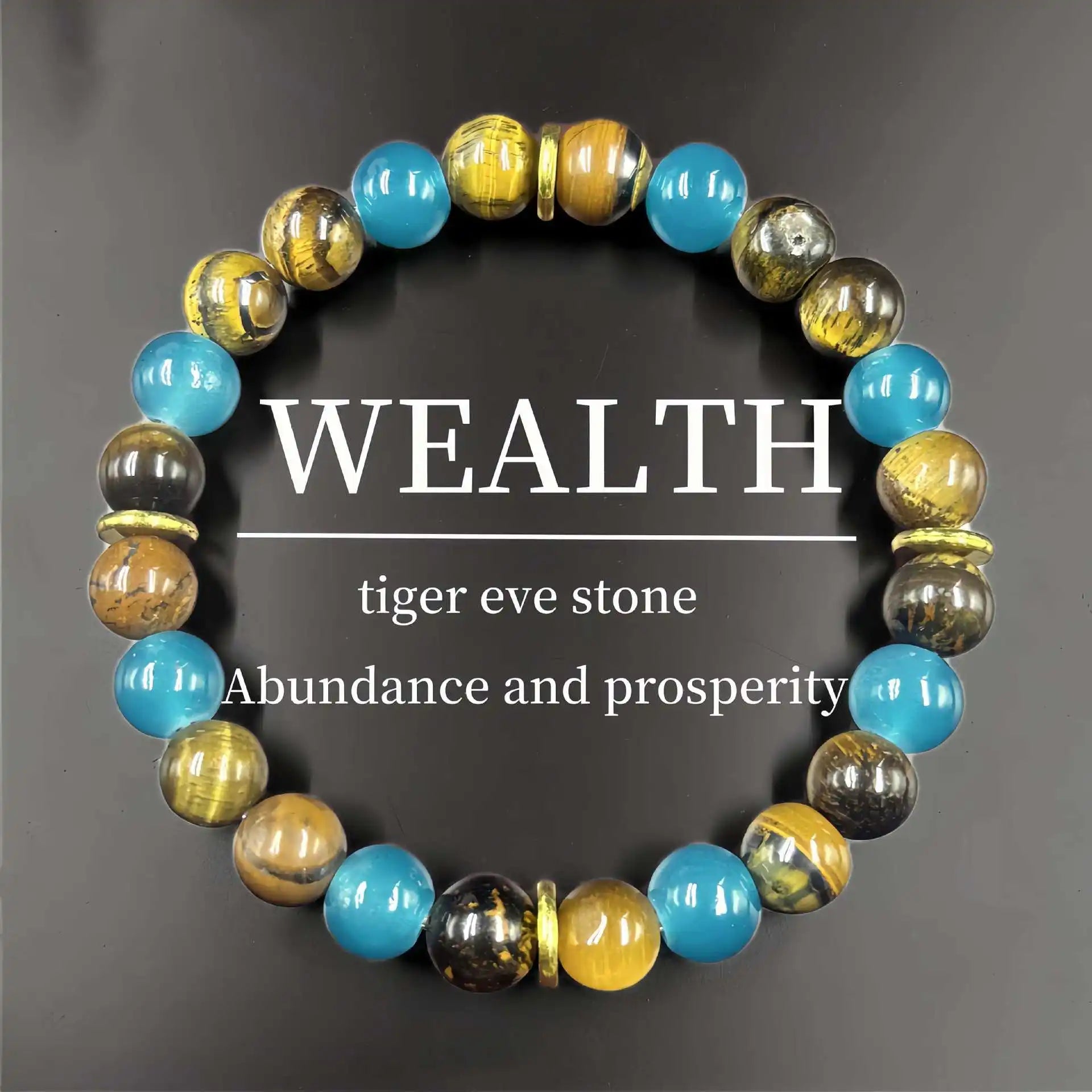 New Design Natural Stone Bead Bracelet Tiger Eye Blue Stone Men's Power Jewelry in Stock Wholesale