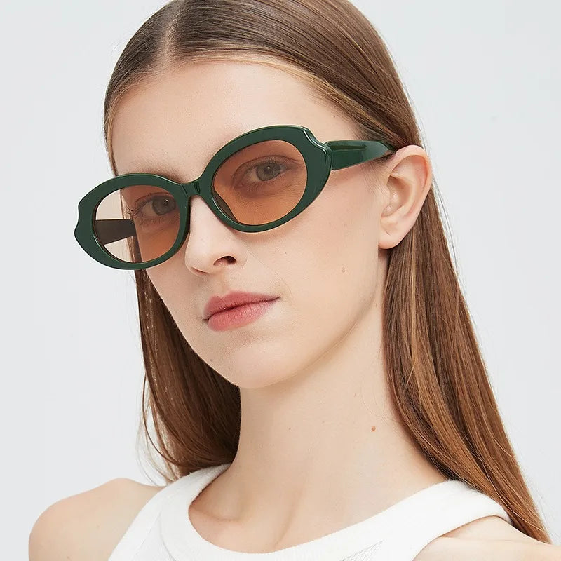 2025 Fashion Unisex Round Sunglasses for Men Retro Irregular Personality Cat Eye Small Frame Punk Sunglasses
