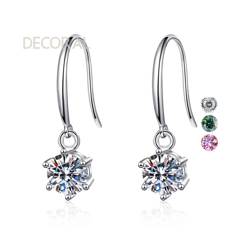 Wholesale Vvs Diamond Earring Factory Price Rhodium Plated Round Brilliant Cut Moissanite Hoop Stud Earrings Women