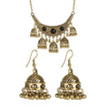 Vintage Ethnic Black Gold Bell Turkish Stud Earrings Women Gypsy Fantasy Necklace Set Indian Wedding Engagement Party Jewelry