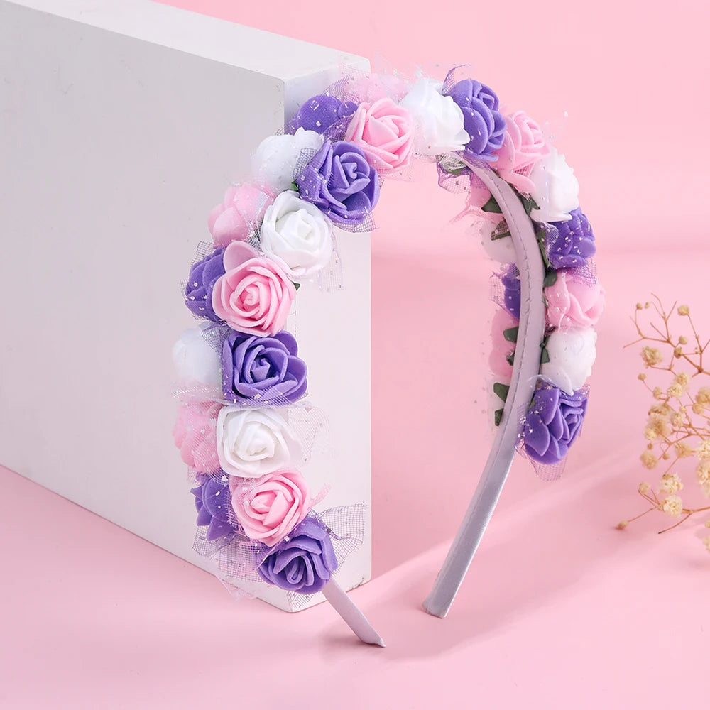 CN Fairy Full Mini Flower Hairband for Girls Princess Flower Crown Artificial Floral Accessories